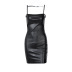solid color open back PU leather slim slip sheath dress NSFH125717