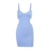solid color hollowed-out chest knitted slip dress NSFH125720