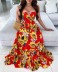 Bandage Sleeveless Backless Sunflower Print Boho Dress NSFH125723