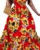 Bandage Sleeveless Backless Sunflower Print Boho Dress NSFH125723
