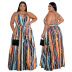 Plus Size sleeveless Sling Irregular Print Dress NSFH125746