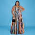Plus Size sleeveless Sling Irregular Print Dress NSFH125746