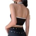 lace stitching halterneck single-breasted backless slim vest NSZXS125752