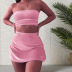 solid color rhinestone decor wrap chest top high waist sheath skirt set NSZXS125761
