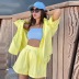 solid color loose lapel short-sleeved shirt high-waisted shorts two-piece set NSZXS125764