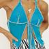 mesh see-through Hollow Hanging Neck Strap Slim Solid Color Vest NSZXS125770