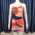 sling abstract print low cut sheath dress NSZXS125785