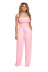 solid color one-word neck wrap chest wide leg jumpsuit NSTRS125849