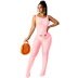 solid color knitted hollow sleeveless beach jumpsuit NSTRS125853