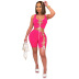 solid color ripped straps top and shorts set NSTRS125855