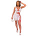 solid color ripped straps top and shorts set NSTRS125855