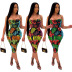 printing high waist straps slip dress NSTRS125860