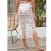 see-through hollow knitted slit fringed beach skirt NSCYG125869