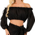 solid color straps knitted wrap chest long-sleeved bikini blouse NSCYG125897