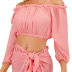 blusa de bikini de manga larga con tiras cruzadas en el pecho de color liso NSCYG125897