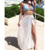 falda de playa con abertura de gasa de color sólido NSCYG125903