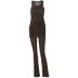 conjunto de pantalones con corte de bota y camiseta sin mangas con cuello redondo en color liso NSLJ125913