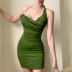 halter neck backless slim low-cut solid color dress NSHTL130387
