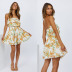 tube top backless slim short floral print dress NSFH130392
