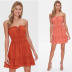 elastic-waist ruffled tube top lace-up backless solid color dress NSFH130394