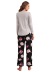 loose long-sleeved v neck floral top trouser Loungewear-Can be worn outside NSWFC130413