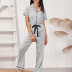pantalón estampado de manga corta con solapa y parte superior holgada Loungewear-Se puede usar afuera NSWFC130420
