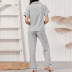 pantalón estampado de manga corta con solapa y parte superior holgada Loungewear-Se puede usar afuera NSWFC130420