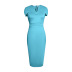 V-neck raglan sleeves solid color slim fit high elastic dress NSKNE130421