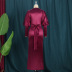 solid color V-neck lantern sleeves strappy prom dress NSKNE130438