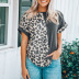 short-sleeved round neck loose leopard print t-shirt NSSI130439