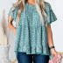 round neck loose short sleeve floral chiffon top NSSI130441