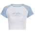 slim printing short-sleeved crop T-shirt NSTNV130453