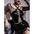 Diablo Style cross sling backless slim lace-up solid color pu leather vest NSGYB130461