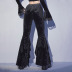 solid color high waist see-through flared pants NSGYB130470