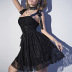 gothic style solid color backless short slip dress NSGYB130472