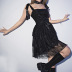 vestido corto sin espalda de color sólido de estilo gótico NSGYB130472