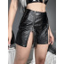 Pantalones cortos de cintura alta de cuero PU con cremallera de estilo gótico NSGYB130473