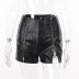 Pantalones cortos de cintura alta de cuero PU con cremallera de estilo gótico NSGYB130473