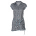 printing buttoned short-sleeved T-shirt low-waist pleated skirt set NSTNV130491