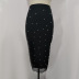 falda de tubo de malla con cuentas y cintura alta NSKNE130507