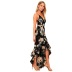 high waist ruffled suspender backless v neck slim flower print dress NSFH130520
