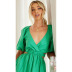 buttons solid color waistless V-neck Puff Sleeve Dress NSFH130522