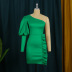 solid color sloping shoulder high waist slim short prom dress NSKNE130550