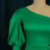 vestido de fiesta corto ajustado de cintura alta con hombros inclinados de color sólido NSKNE130550