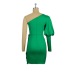 solid color sloping shoulder high waist slim short prom dress NSKNE130550