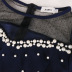 plus size Round neck see-through mesh stitching beaded sheath dress NSKNE130554