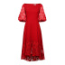 Round neck hollow lantern sleeves high waist large skirt lace prom dress NSKNE130556