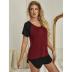 button color matching loose short-sleeved tops shorts Loungewear-Can be worn outside NSWFC130559