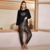 long-sleeved round neck loose leopard print tops trousers Loungewear-Can be worn outside NSWFC130560