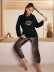 long-sleeved round neck loose leopard print tops trousers Loungewear-Can be worn outside NSWFC130560